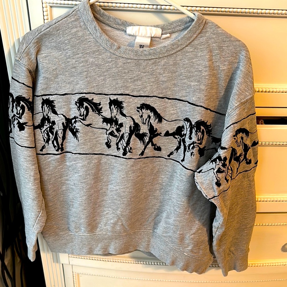 H&M Gray Sweatshirt with Horse Print size XS